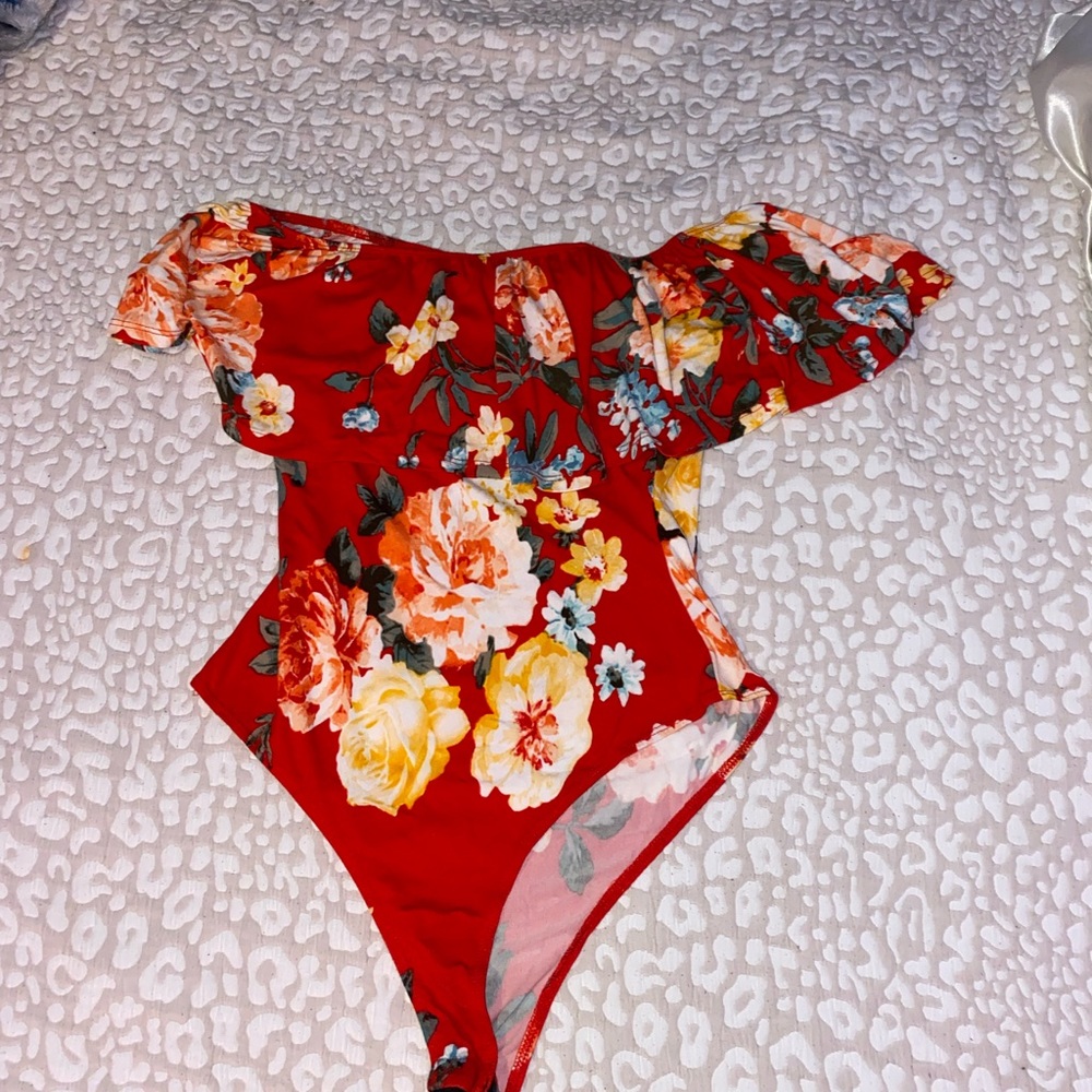 Red Floral Bodysuit